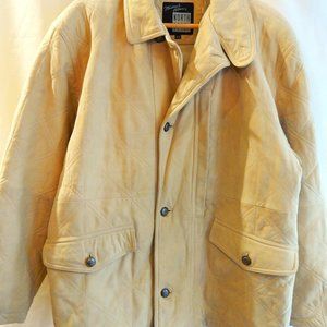Michael Hogan North Beach Vintage Blonde Leather Jacket in Size 42